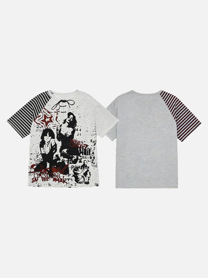DAXUEN light grey heather distressed graphic t-shirt