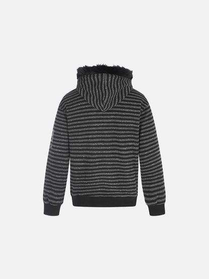 Striped Distressed Graphic Hoodie