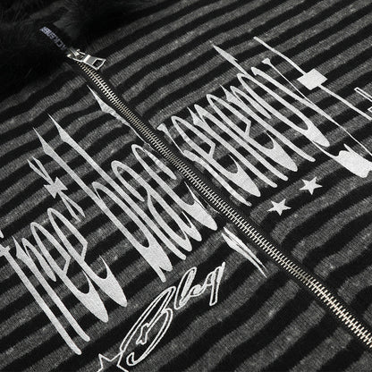 Striped Distressed Graphic Hoodie
