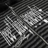 DAXUEN black and grey striped distressed graphic hoodie