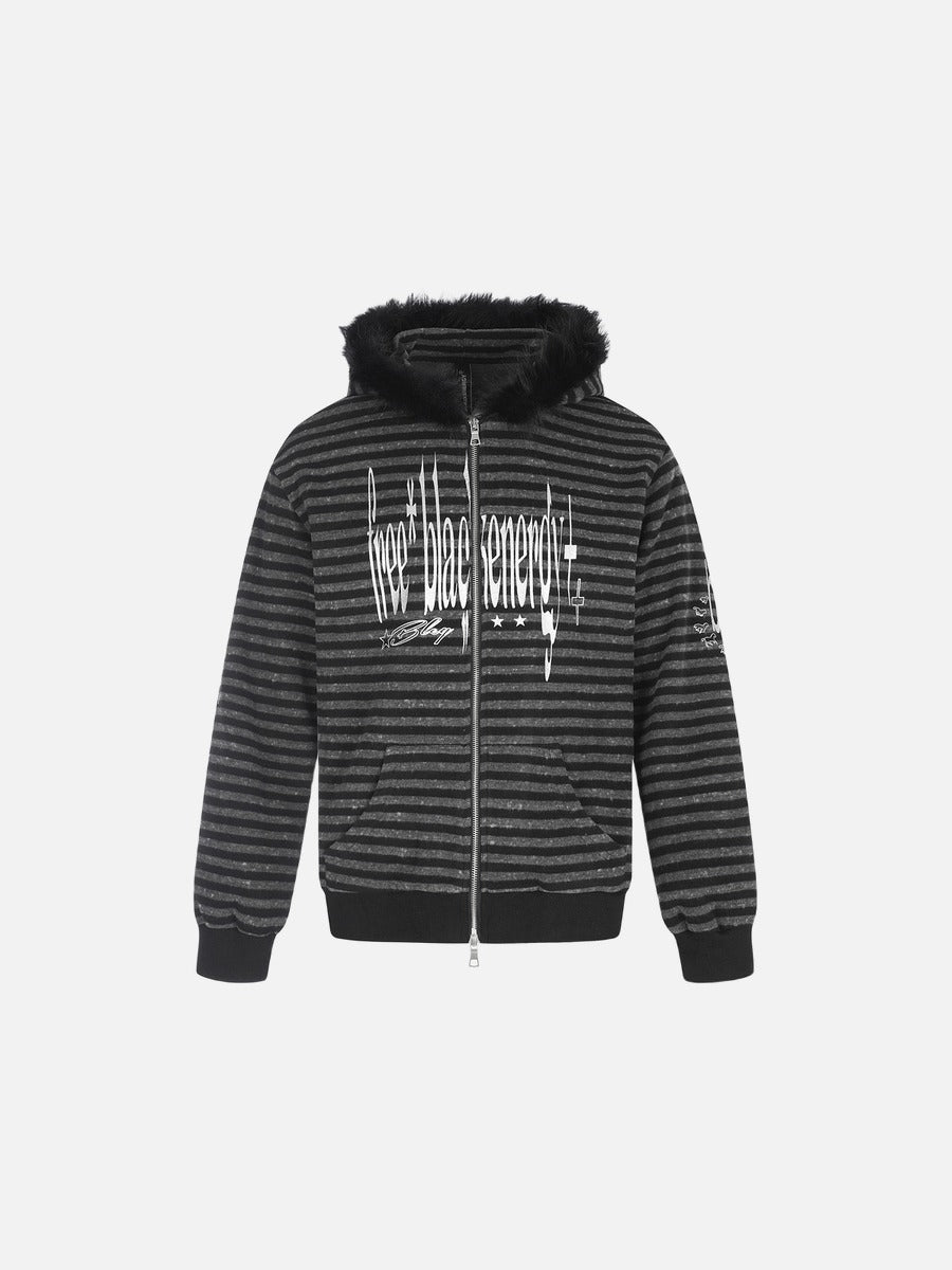 Striped Distressed Graphic Hoodie