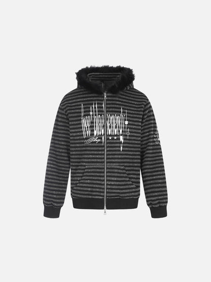 Striped Distressed Graphic Hoodie