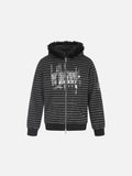 DAXUEN black and grey striped distressed graphic hoodie