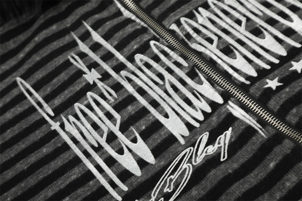 Striped Distressed Graphic Hoodie