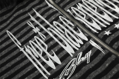 Striped Distressed Graphic Hoodie