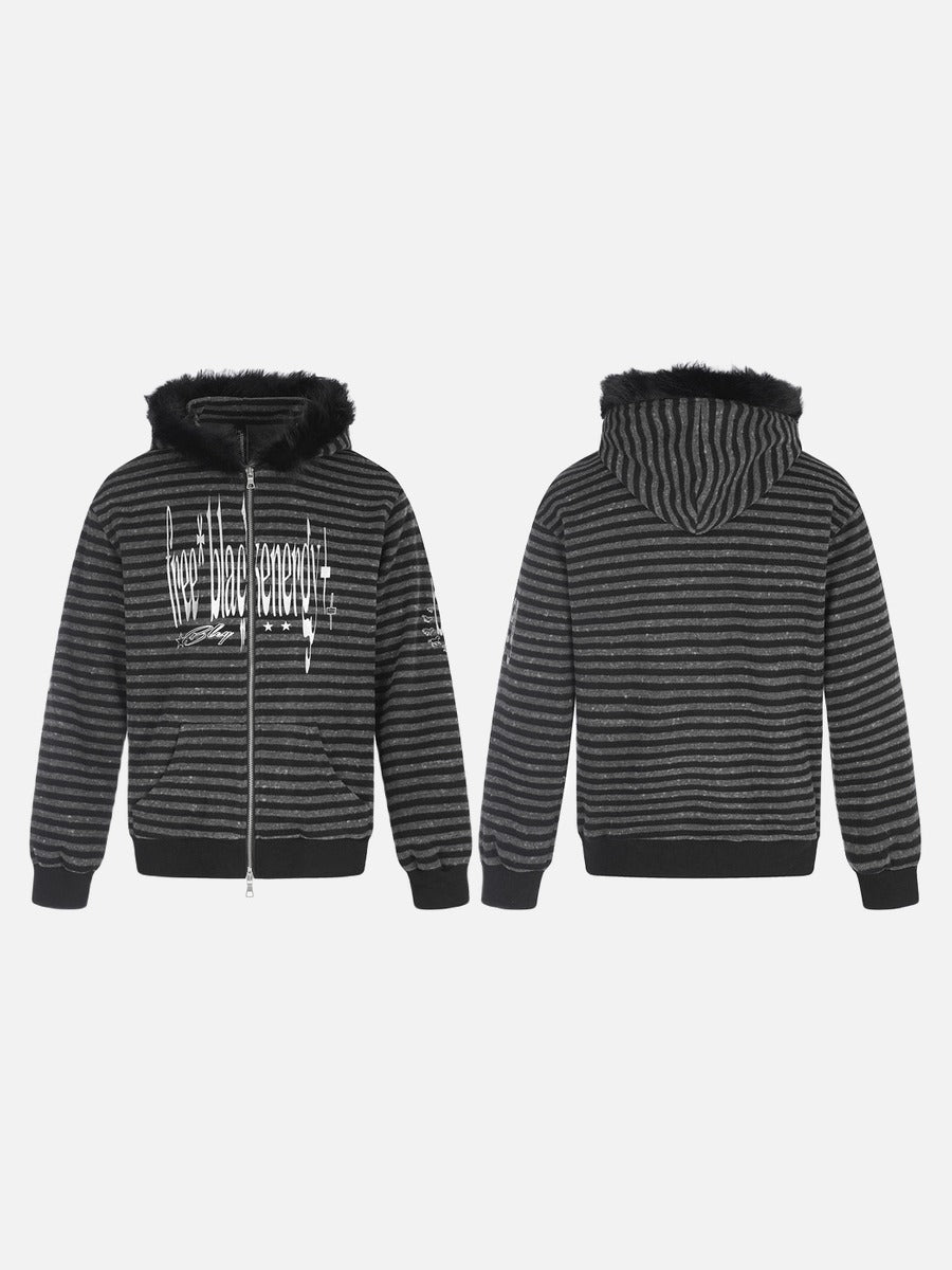 Striped Distressed Graphic Hoodie
