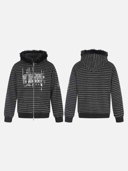 Striped Distressed Graphic Hoodie