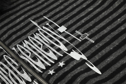 Striped Distressed Graphic Hoodie