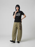 DAXUEN black oversized distressed graphic tee — model photo