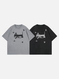 DAXUEN Distressed graphic dog print short-sleeved T-shirt