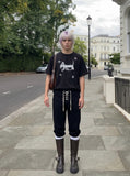 DAXUEN Distressed graphic dog print short-sleeved T-shirt — model photo