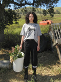 DAXUEN Distressed graphic dog print short-sleeved T-shirt — model photo