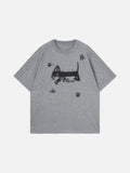 DAXUEN Distressed graphic dog print short-sleeved T-shirt