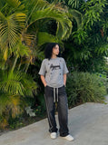 DAXUEN Distressed graphic dog print short-sleeved T-shirt — model photo