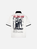 DAXUEN white distressed graphic filmstrip button-up shirt