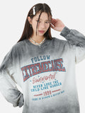 DAXUEN gradient oversized distressed graphic long-sleeve t-shirt