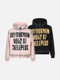 DAXUEN light pink oversized distressed graphic hooded sweatshirt