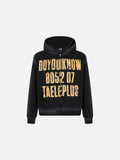 DAXUEN light pink oversized distressed graphic hooded sweatshirt