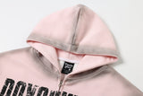 DAXUEN light pink oversized distressed graphic hooded sweatshirt