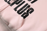 DAXUEN light pink oversized distressed graphic hooded sweatshirt