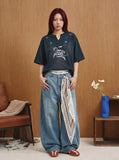 DAXUEN Oversized short-sleeved t-shirt with horse graphic — model photo