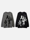DAXUEN dark grey oversized distressed graphic knit sweater