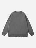 DAXUEN dark grey oversized distressed graphic knit sweater