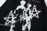 DAXUEN dark grey oversized distressed graphic knit sweater