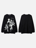 DAXUEN dark grey oversized distressed graphic knit sweater