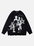 DAXUEN dark grey oversized distressed graphic knit sweater