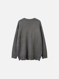 DAXUEN dark grey oversized distressed graphic knit sweater