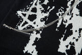 DAXUEN dark grey oversized distressed graphic knit sweater