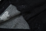 DAXUEN dark grey oversized distressed graphic knit sweater