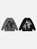 DAXUEN dark grey oversized distressed graphic knit sweater