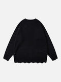 DAXUEN dark grey oversized distressed graphic knit sweater