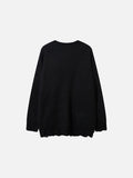 DAXUEN dark grey oversized distressed graphic knit sweater