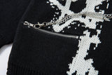 DAXUEN dark grey oversized distressed graphic knit sweater