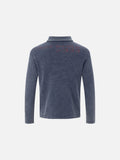 DAXUEN washed blue distressed graphic long-sleeve polo shirt