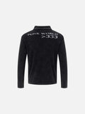 DAXUEN washed blue distressed graphic long-sleeve polo shirt