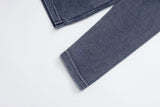 DAXUEN washed blue distressed graphic long-sleeve polo shirt
