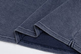DAXUEN washed blue distressed graphic long-sleeve polo shirt
