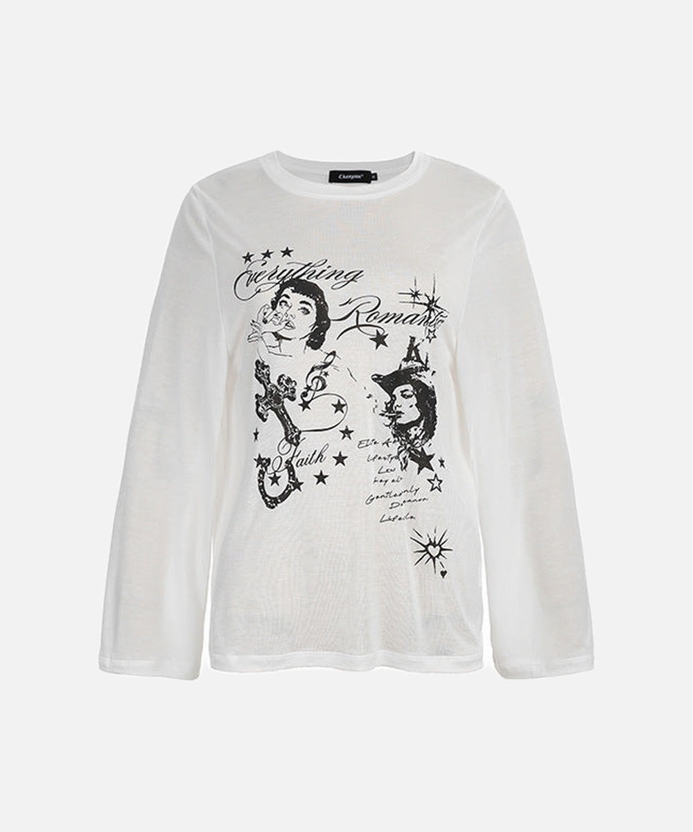 DAXUEN Distressed graphic long sleeve t-shirt