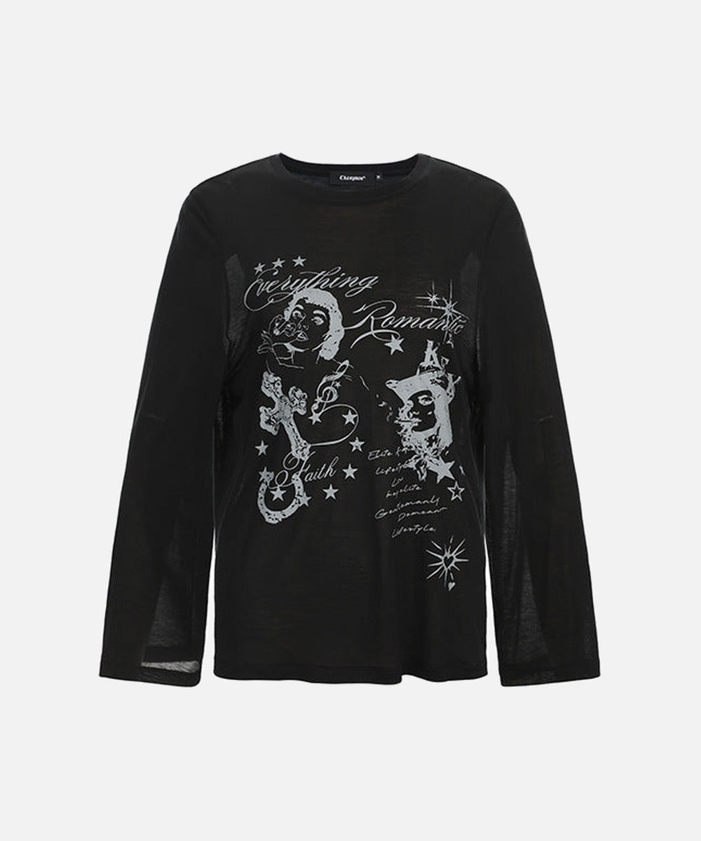 DAXUEN Distressed graphic long sleeve t-shirt