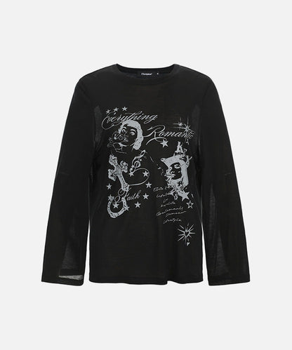 DAXUEN Distressed graphic long sleeve t-shirt