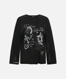 DAXUEN Distressed graphic long sleeve t-shirt