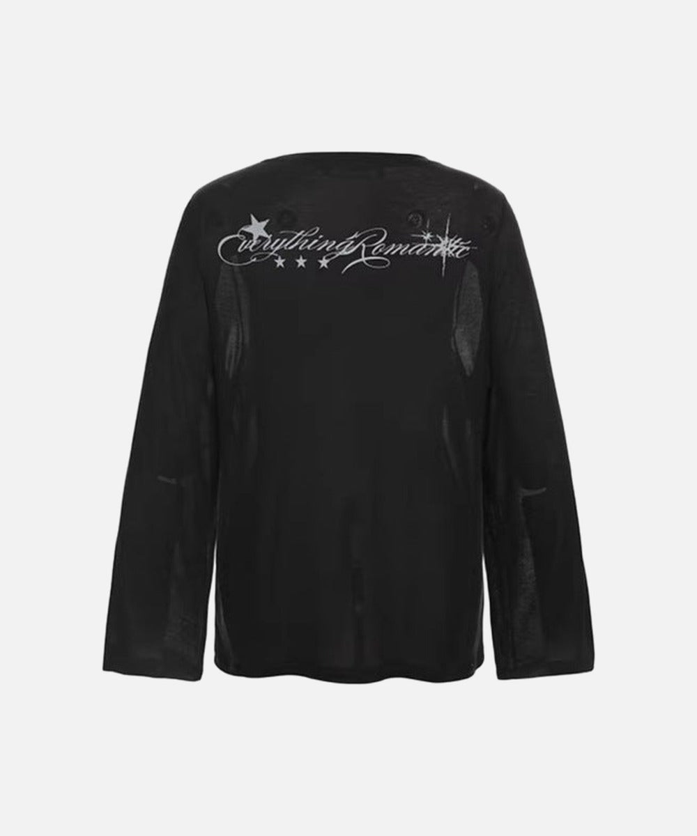 DAXUEN Distressed graphic long sleeve t-shirt