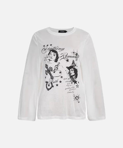 DAXUEN Distressed graphic long sleeve t-shirt