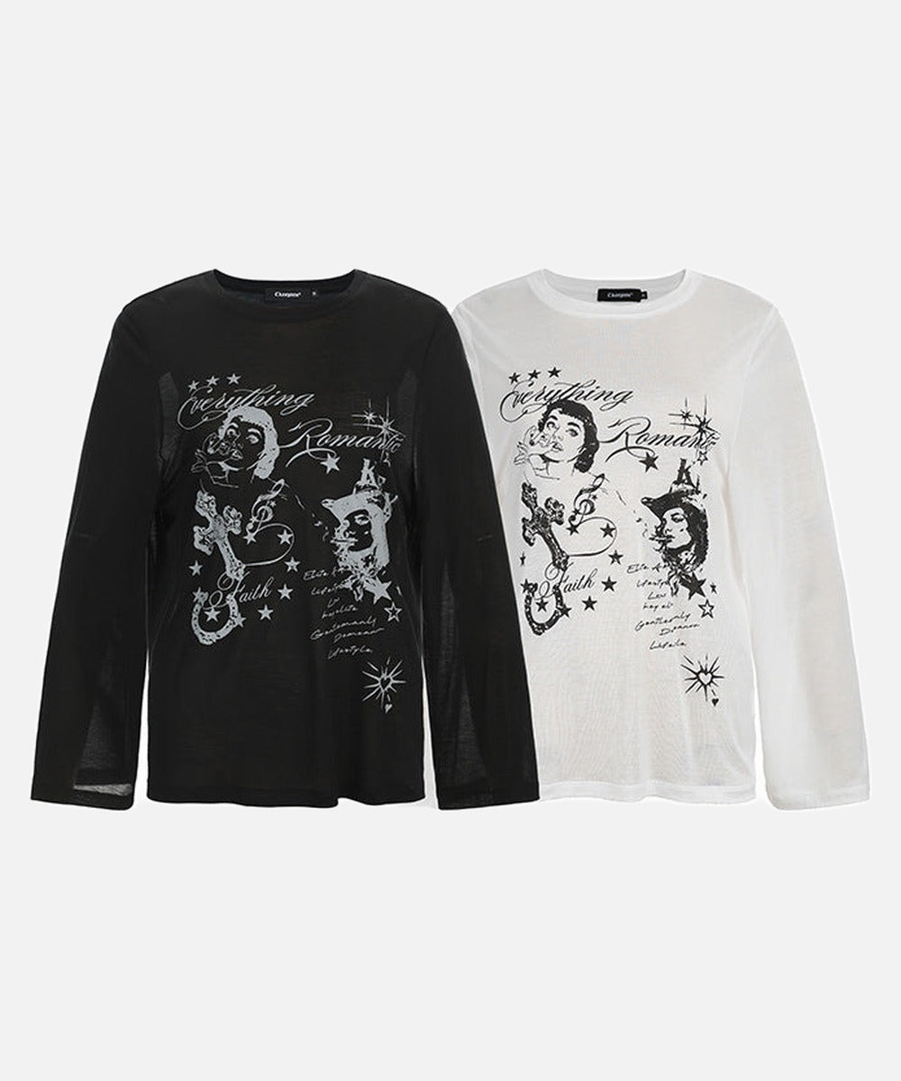 DAXUEN Distressed graphic long sleeve t-shirt