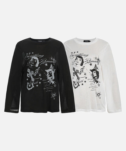 DAXUEN Distressed graphic long sleeve t-shirt
