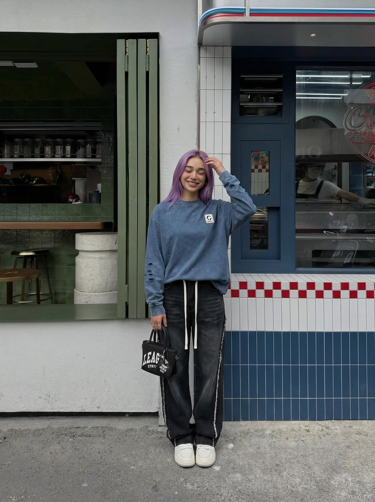 DAXUEN Distressed oversized long sleeve top